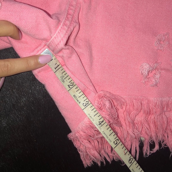 Zara bright pink distressed high rise denim shorts - Picture 9 of 12